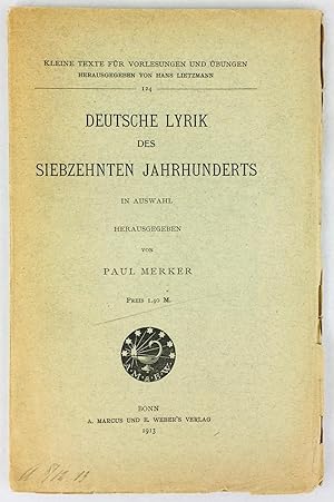 Seller image for Deutsche Lyrik des siebzehnten Jahrhunderts in Auswahl. for sale by Antiquariat Heiner Henke