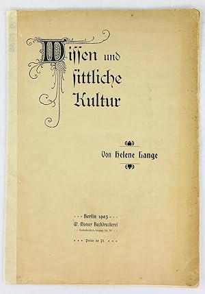 Bild des Verkufers fr Wissen und sittliche Kultur. zum Verkauf von Antiquariat Heiner Henke