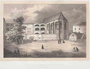 Imagen del vendedor de Luthers Begraebnisskirche zu Wittenberg. Original-Tonlithographie. a la venta por Antiquariat Heiner Henke