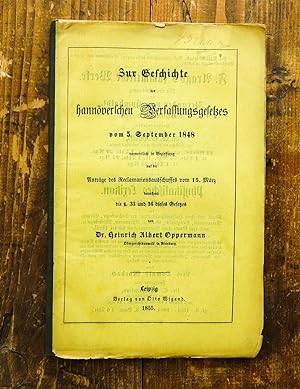 Zur Geschichte des hannöverschen Verfassungsgesetzes vom 5. September 1848 namentlich in Beziehun...