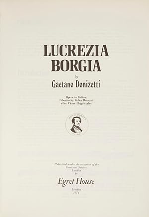 Immagine del venditore per Lucrezia Borgia . Opera in Italian. Libretto by Felice Romani after Victor Hugo's play. [Piano-vocal score] venduto da J & J LUBRANO MUSIC ANTIQUARIANS LLC