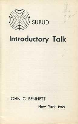 Seller image for SUBUD INTRODUCTORY TALK for sale by By The Way Books