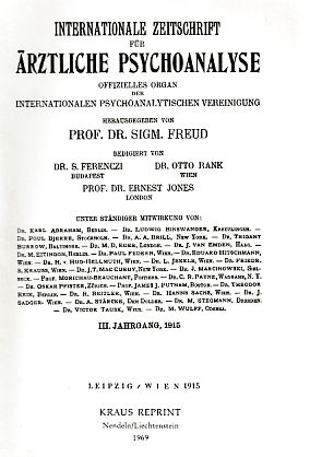 Bild des Verkufers fr III. Jahrgang 1915. Internationale Zeitschrift fr rztliche Psychoanalyse. (Nachdruck). Internationale Psychoanalytische Vereinigung. Redigiert v. Otto Rank (u.a.). zum Verkauf von Fundus-Online GbR Borkert Schwarz Zerfa