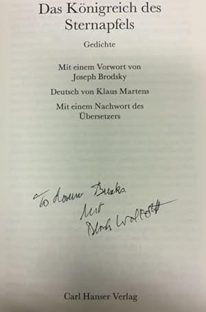 Immagine del venditore per Das Knigreich des Sternapfels. Gedichte. Mit einem Vorwort von Joseph Brodsky. Mit einem Nachwort des bersetzers. Edition Akzente, herausgegeben von Michael Krger.,, venduto da Bhrnheims Literatursalon GmbH