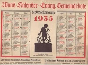 Kalender (Wandkalender zum Aufhängen) 1935 Evang. Gemeindebote der Stadt Karlsruhe