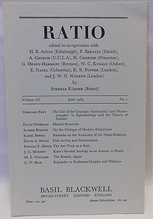 Imagen del vendedor de Ratio: Volume XI, No. 1 - June 1969 a la venta por MLC Books