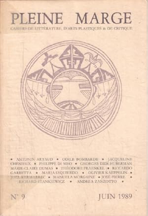 Cahiers de litterature d'arts plastiques & de critique / pleine marge n°9 / 1989