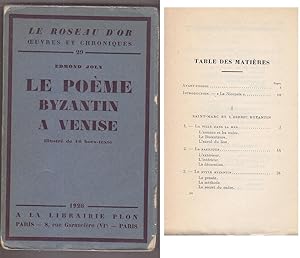 Image du vendeur pour LE POEME BYZANTIN a VENISE 1928 Influence de BYZANCE sur VENISE Italie mis en vente par CARIOU1