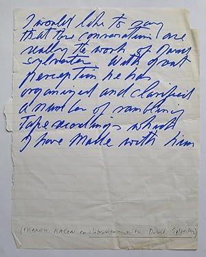 An autograph note by Francis Bacon.