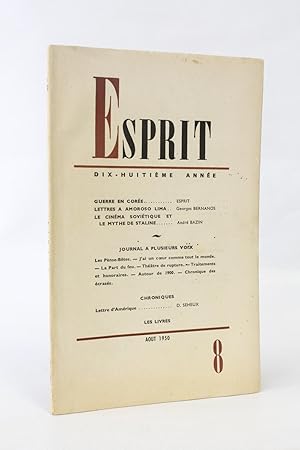 Image du vendeur pour Esprit. Nouvelle srie N170 de la 18me anne mis en vente par Librairie Le Feu Follet