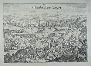 Ofen die Haubtstadt in Unter-Ungarn. Kupferstich / Radierung. Nürnberg 1685, 23 x 32,5 cm