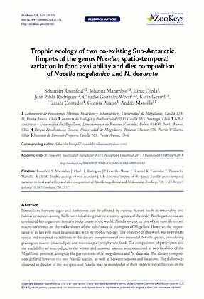 Bild des Verkufers fr Trophic ecology of two co-existing Sub-Antarctic limpets of the genus Nacella: spatio-temporal variation in food availability and diet composition of Nacella magellanica and N. deaurata zum Verkauf von ConchBooks