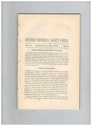 SOUTHERN HISTORICAL SOCIETY PAPERS. Vol. IV, #6, December 1877