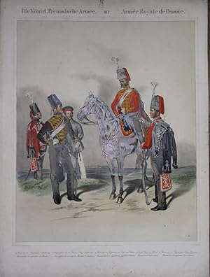 Gruppenbild von 5 Husaren der Preussischen Armee in ihren Uniformen. Blatt 1 der sehr seltenen Fo...