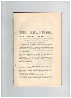 SOUTHERN HISTORICAL SOCIETY PAPERS. Vol. IV, #4, October, 1877
