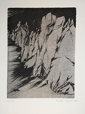 Felsen. Original Graphik, signiert