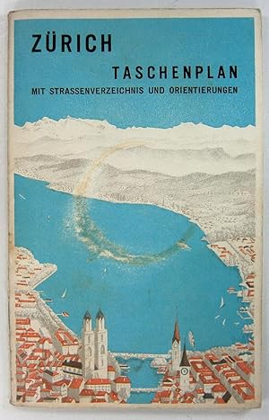 Taschenplan von Zürich mit Strassenverzeichnis und Orientierungen. Maßstab 1:10000.