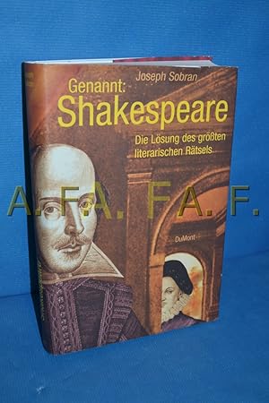 Bild des Verkufers fr Genannt: Shakespeare : die Lsung des grten literarischen Rtsels zum Verkauf von Antiquarische Fundgrube e.U.