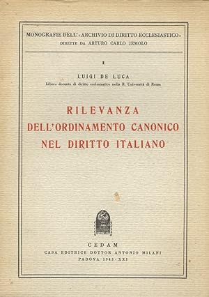 Rilevanza dell'ordinamento canonico nel diritto italiano.