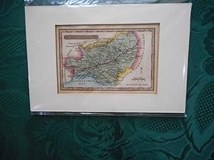 Small Hand-Coloured Engraved Map of CARMARTHENSHIRE - a Wallis/reid 'miniature' Map from 'the Pan...