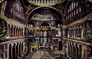 Bild des Verkufers fr Ansichtskarte / Postkarte Konstantinopel Istanbul Trkei, Hagia Sophia, Innenansicht, Namensschilder zum Verkauf von akpool GmbH