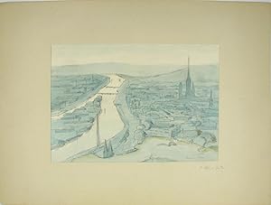 Farbzeichnung / Aquarell Rouen 1940 (Frankreichfeldzug),