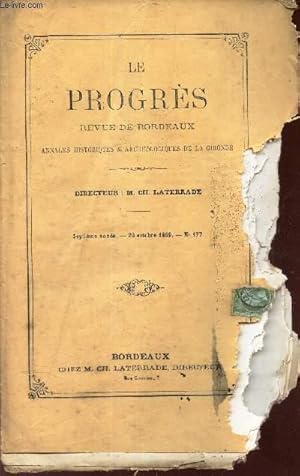 Bild des Verkufers fr LE PROGRES - N177 - 7e annee- 20 oct 1869 / Etude sur Georges Leroy / etc. zum Verkauf von Le-Livre