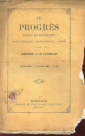 Bild des Verkufers fr LE PROGRES - N178- 7e annee - 1er nov 1869 / Le Clerg franais au XIXe s : Palingene / etc. zum Verkauf von Le-Livre