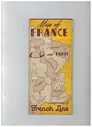 MAP OF FRANCE AND PARIS (Compliments of French Line)