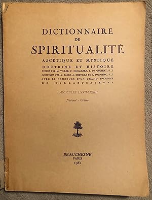 Imagen del vendedor de Dictionnaire de spiritualite: Ascetique et Mystique, Doctrine et Histoire, Fascicules LXXII-LXXIII, Nabinal - Ochino a la venta por Burke's Books