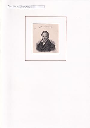 Image du vendeur pour PORTRAIT Adam Oehlenschlaeger. (1779 Vesterbro, Kopenhagen - 1850 ebenda. Dnischer Schriftsteller. Schulterstck im Dreiviertelprofil. Stahlstich. mis en vente par Antiquariat Reinhold Pabel