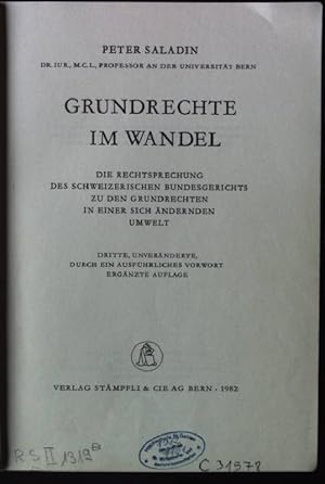 Image du vendeur pour Grundrechte im Wandel : die Rechtsprechung d. Schweizer. Bundesgerichts zu d. Grundrechten in e. sich ndernden Umwelt. mis en vente par books4less (Versandantiquariat Petra Gros GmbH & Co. KG)