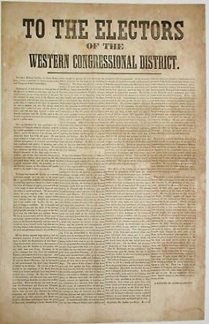 TO THE ELECTORS OF THE WESTERN CONGRESSIONAL DISTRICT. THE HON. WILKINS UPDIKE, OF SOUTH KINGSTOW...