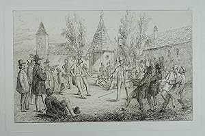 Gymnastische Spiele. Radierungen von Eduard Ritter (1808-1853), in der Platte signiert, aus "Erin...