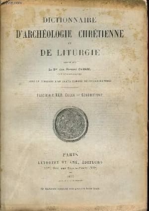 Bild des Verkufers fr DICTIONNAIRE D'ARCHEOLOGIE CHRETIENNE ET DE LITURGIE - FASCICULE XXII : CELLA - CENOBITISME. zum Verkauf von Le-Livre