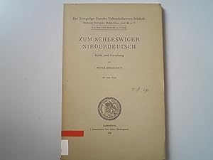 Seller image for Zum Schleswiger Niederdeutsch. Kritik und Forschung. for sale by Antiquariat Bookfarm