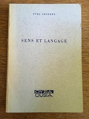 Imagen del vendedor de Sens et langage a la venta por Librairie des Possibles