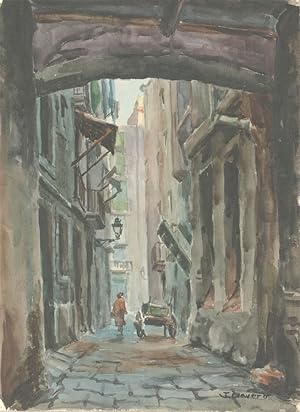 Juan Clavero Medina (b. 1927) - Signed Watercolour, Spanish Street Scene