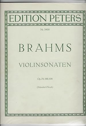 Bild des Verkufers fr Brahms Violinsonaten. Op. 78, 100, 108. Edition Peters Nr. 3900. 2 Bde. zum Verkauf von Versandantiquariat Boller