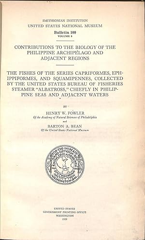 Seller image for Contributions Philippine Archipelago and Adjacent Regions: The fishes of the series capriformes, ephippiformes and squamipennes for sale by WeBuyBooks