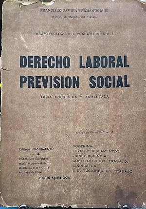 Bild des Verkufers fr Rgimen Legal del Trabajo en Chile. Derecho Laboral - Previsin Social. Tomo II-. Obra corregida y aumentada. Prlogo de Hctor Escribar M. zum Verkauf von Librera Monte Sarmiento