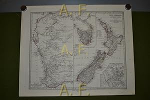 Imagen del vendedor de Neu-Seeland (New Zealand) / West-Australien, Stieler's Hand-Atlas No. 75, 1 : 5.000.000 (ca. 48 x 39 cm) a la venta por Antiquarische Fundgrube e.U.