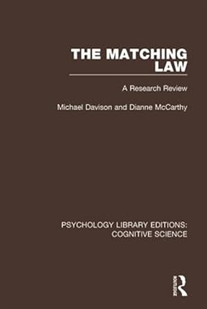 Imagen del vendedor de Matching Law : A Research Review a la venta por GreatBookPrices