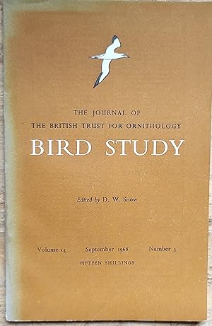 Bild des Verkufers fr Bird Study : The Journal of the British Trust for Ornithology Volume 15 September 1968 Number 3 zum Verkauf von Shore Books