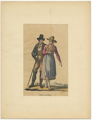 Antique Costume Print of a Belgian Couple (c.1800)