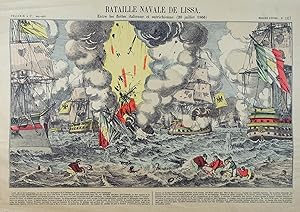 Bataille Navale de Lissa. Entre les flottes italienne et autrichienne (20 huillet 1866). Pochoirk...