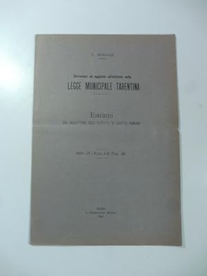 Correzioni e d aggiunte all'articolo sulla Legge Municipale Tarantina