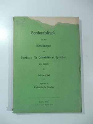 Sonderabdruck aus den Mitteilungen des Seminars fur Orientalische Sprachen zu Berlin. Jahrgang XV...