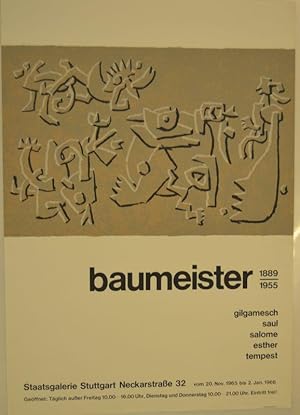 Original-Ausstellungsplakat. Baumeister. 1889-1955. Gilgamesch, Saul, Salome, Esther, Tempest.