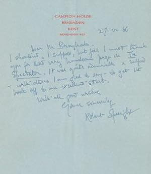 ALS Robert Speaight to Neville Braybrooke, June 27, 1966.